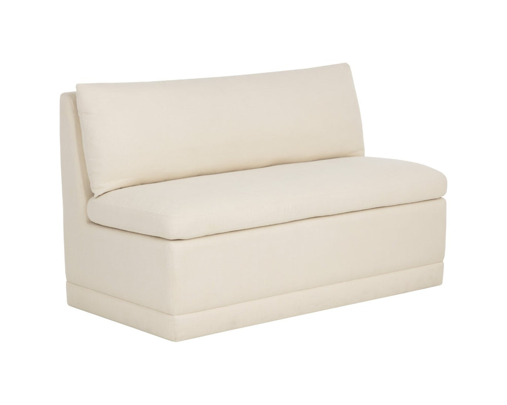 Sunpan DONATELLA Banquette - Elegant Zenith Alabaster Upholstered Seating for Dining & Lounge Spaces 112529