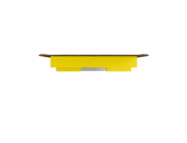 English Elm Plaza 64" TV Panel with Overhead Display Shelf, Glass Media Divider, Wire-Management & Mounting Hardware Brown+Yellow B365P398348