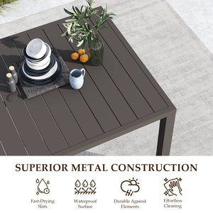 English Elm Outdoor Dining Table For 6 - Durable Rectangular Metal Patio Table With Umbrella Hole For All Seasons W1859P359856