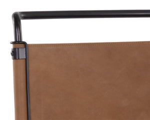 Sunpan CORRIGAN Barstool - Luxurious Cognac Leather with Matte Black Steel Base for Modern Elegance 109087