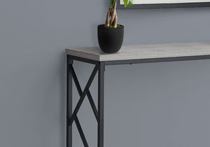 English Elm Accent Table Modern Entryway Console with Grey Laminate Top and Black Criss-Cross Metal Frame, 44" L Grey 47 L x 16 W x 6 H B2710P219326