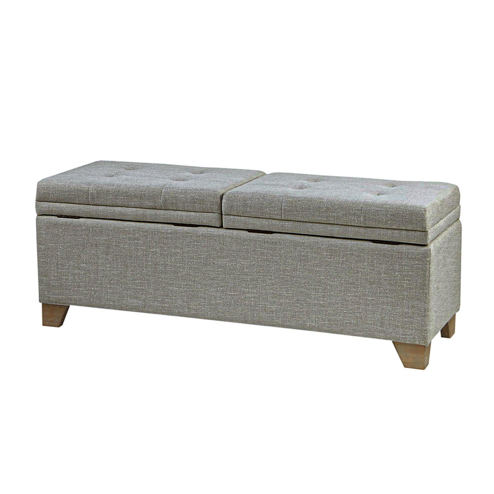 JLA Home Madison Park - Dual Dual Compartment Flip-Top Storage Bench with Button-Tufted Seat, Soft-Close Hinges & Divider MP105-0189