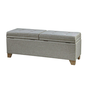 JLA Home Madison Park - Dual Dual Compartment Flip-Top Storage Bench with Button-Tufted Seat, Soft-Close Hinges & Divider MP105-0189
