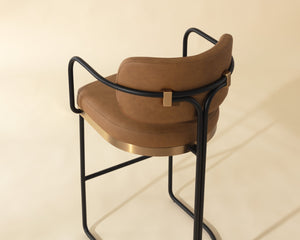 Sunpan Jalen Counter Stool - Elegant Milliken Cognac With Gold Accents, Perfect For Home Or Business Use Brown Faux Leather 111700