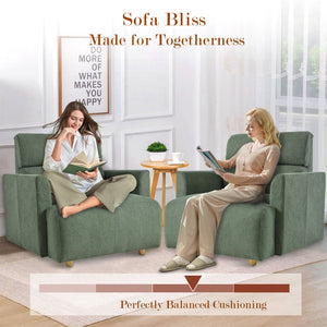 English Elm Oversized Storage Ottoman Accent Chair with Deep Wide Seat, Mid-Century Upholstered Lounge Sofa for Cozy Reading and Relaxation Dark Green W1028S00045