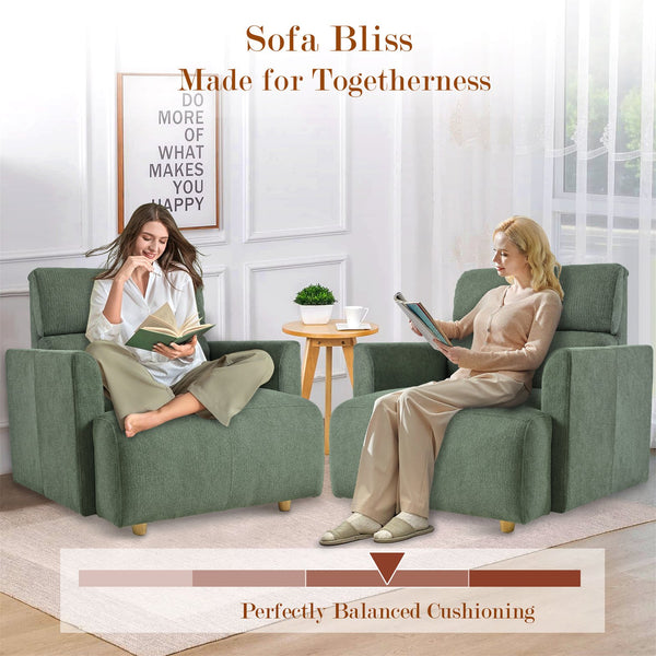 English Elm Oversized Storage Ottoman Accent Chair with Deep Wide Seat, Mid-Century Upholstered Lounge Sofa for Cozy Reading and Relaxation Dark Green W1028S00045