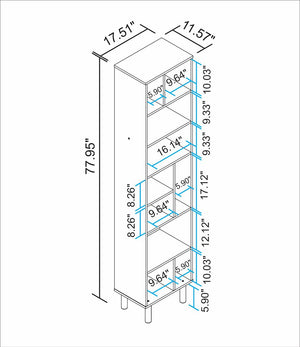Manhattan Comfort Essex Mid-Century Modern Bookcase White and Zebra 408AMC176