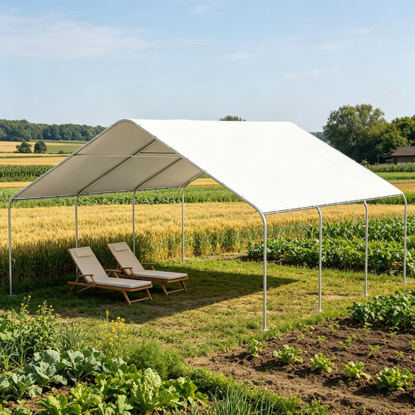 English Elm Tent Triple Bay Steel Canopy Uv30 Protection for Vehicles Events and Outdoor Storage T3971S00258