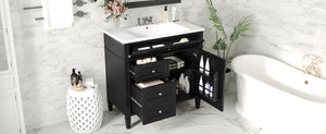 English Elm 36'' Modern Bathroom Vanity With Resin Sink, Storage Cabinet & Tip-Out Drawer For Stylish Organization SW000119AAB-2