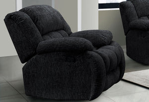 English Elm STONIC Ebony Glider Recliner - Black Fabric, Smooth Gliding Recline, Modern Zaftig Comfort Seat B201P216010