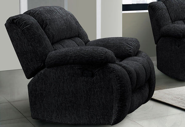 English Elm STONIC Ebony Glider Recliner - Black Fabric, Smooth Gliding Recline, Modern Zaftig Comfort Seat B201P216010