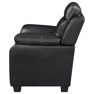 English Elm Winchell Black Tufted Upholstered Accent Chair with Padded Arms, Leatherette Comfort & Modern Elegance B062P331078