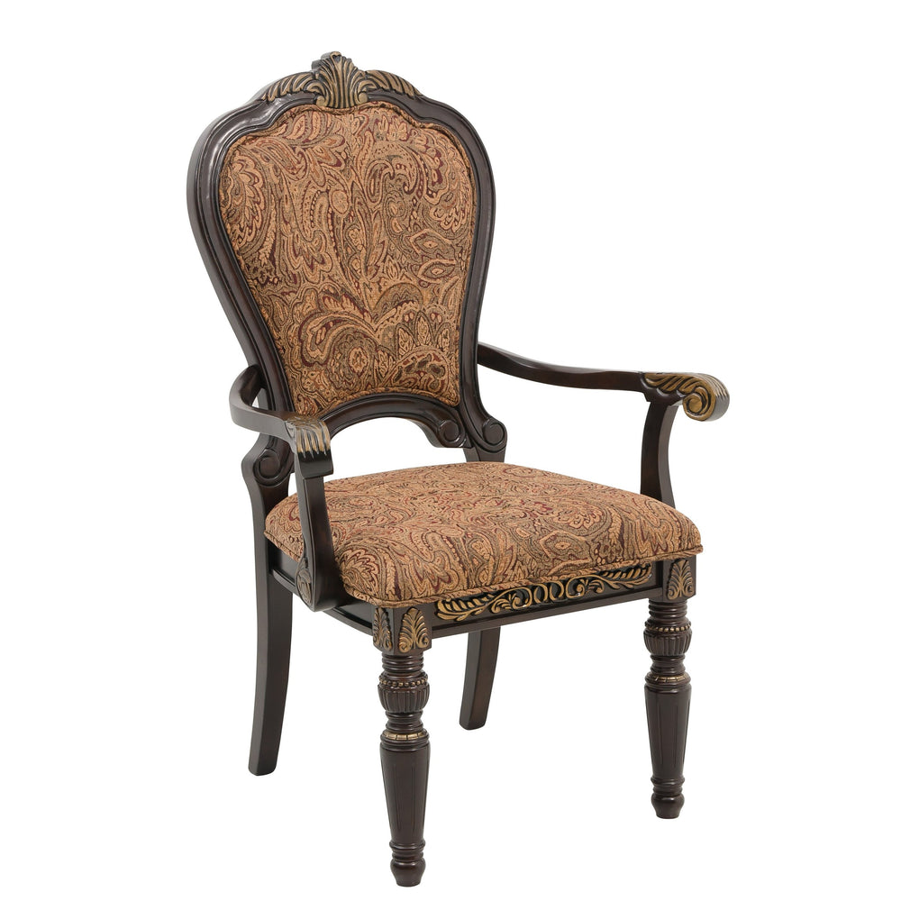 English Elm Traditional Russian Hill Armchairs Set of 2 with Gold Tipped Finish, Jacquard Upholstery, Elegant Dining Seating Cherry 45 L x 22 W x 15.5 H B011P321313