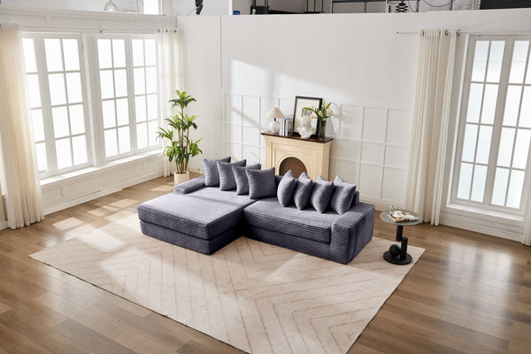 English Elm Convertible Floor Sofa Bed - Stylish Corduroy Couch, Space-Saving Foldable Mattress For Comfort & Versatility W2915S00076