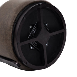 English Elm Wooden Base Barrel Swivel Club Chair Pu Leather Lounge Seat with 360 Degree Rotation N776P422651D