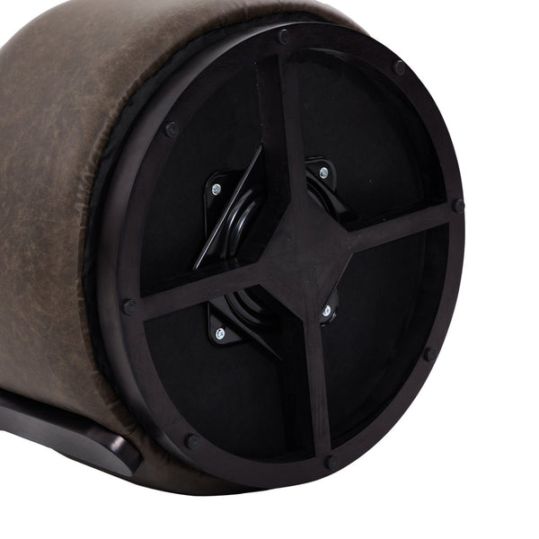 English Elm Wooden Base Barrel Swivel Club Chair Pu Leather Lounge Seat with 360 Degree Rotation N776P422651D