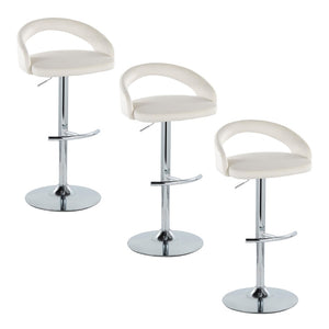 English Elm Adjustable Velvet Barstools Set of 3 with Chrome Base for Kitchen Island Seating B202S02054