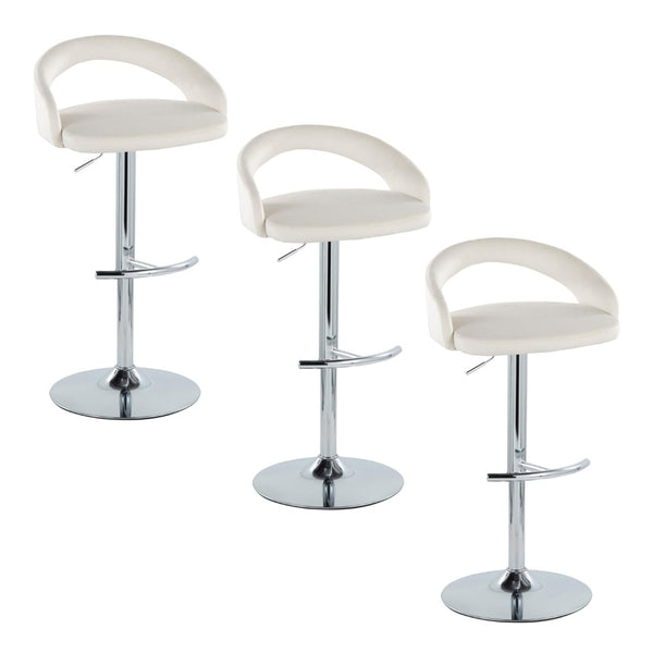 English Elm Adjustable Velvet Barstools Set of 3 with Chrome Base for Kitchen Island Seating B202S02054