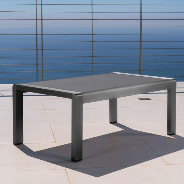 English Elm Cape Coral Outdoor Coffee Table Tempered Glass Top Aluminum Patio Lounge Grey 56349.00GRY