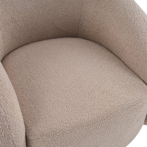 English Elm Wooden Bentwood Base Bouclé Barrel Swivel Chair for Living Room Reading Nook N776P359106B
