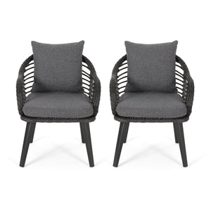 English Elm Christopher Knight Home® - TATIANA Grey Dining Chairs Set of 2 – Aluminum Frame, Woven Polyethylene Rattan, Water‑Resistant Cushions, Lightweight Rust‑Resistant Design 65042.00GRY