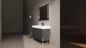 English Elm 48" Freestanding Bathroom Vanity with Resin Sink and Spacious Cabinet, Soft-Close Doors, Durable Finish Dark Oak W1972S00015