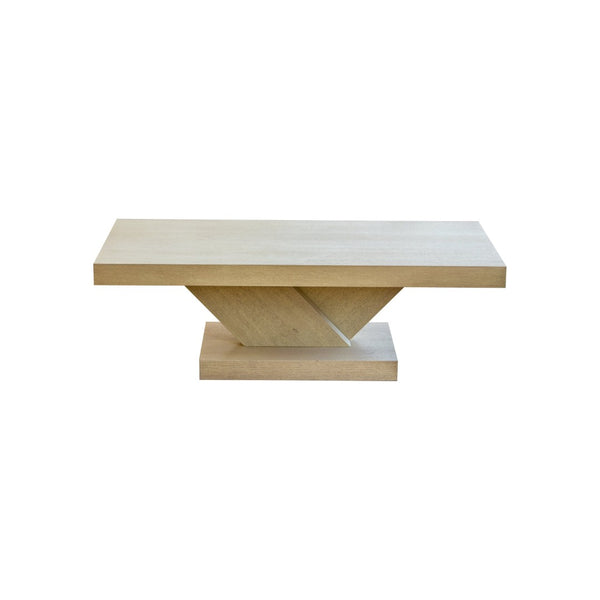 English Elm 47" X-base Oak Wash Coffee Table Solid Veneer Sculptural Frame for Living Room Imitative Oak W1435P337638