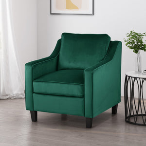 English Elm Christopher Knight Home® - Green Velvet Upholstered Club Chair with Tapered Legs, Tonal Piping & Luxe Polyester Velvet Comfort N758P268293G