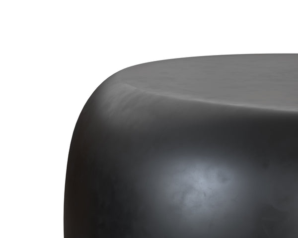 Sunpan Iolite Contemporary Round End Table - Unique Natural Concrete Design for Indoor and Outdoor Spaces Black