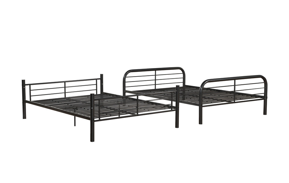 English Elm Bristol Gunmetal Full/Full Bunk Bed with Convertible Split Function, Metal Slat System & Guardrail B2726S00489
