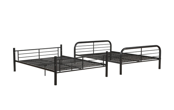 English Elm Bristol Gunmetal Full/Full Bunk Bed with Convertible Split Function, Metal Slat System & Guardrail B2726S00489