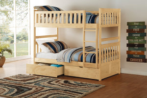 English Elm Bunk Bed Twin Over Pine Wood Frame with Guard Rails for Kids Shared Bedroom B011S02410