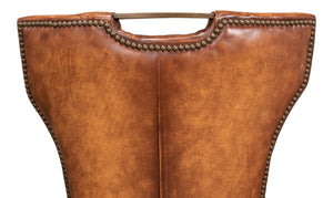 Sarreid Broderick Dining Chair - Luxurious Carter Brown Top Grain Leather With Rubberwood & Iron Frame Brown  40925