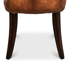 Sarreid Broderick Dining Chair - Luxurious Carter Brown Top Grain Leather With Rubberwood & Iron Frame Brown  40925