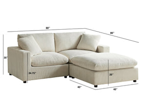 English Elm Chelsea Modular 3-Piece Chofa - Luxurious, Customizable Seating With Plush Comfort & Easy Care B050S00012