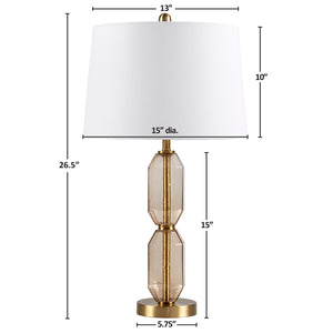 JLA Home 510 Design - Faceted Zirconia Table Lamp with Faceted Glass Body, Gold Accents & White Shade — Ambient LED Decor FB153-1184