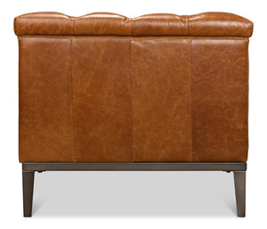 Sarreid Cube Sofa - Luxurious Cuba Brown Leather, Top Grain Cowhide, And Sleek Metal Design For Elegance Brown  40940