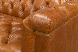 Sarreid Cube Sofa - Luxurious Cuba Brown Leather, Top Grain Cowhide, And Sleek Metal Design For Elegance Brown  40940