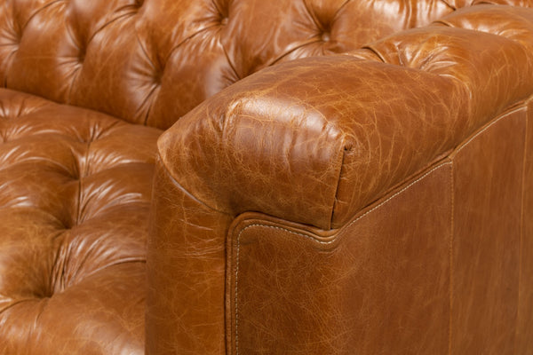 Sarreid Cube Sofa - Luxurious Cuba Brown Leather, Top Grain Cowhide, And Sleek Metal Design For Elegance Brown  40940