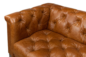 Sarreid Cube Sofa - Luxurious Cuba Brown Leather, Top Grain Cowhide, And Sleek Metal Design For Elegance Brown  40940