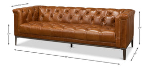 Sarreid Cube Sofa - Luxurious Cuba Brown Leather, Top Grain Cowhide, And Sleek Metal Design For Elegance Brown  40940