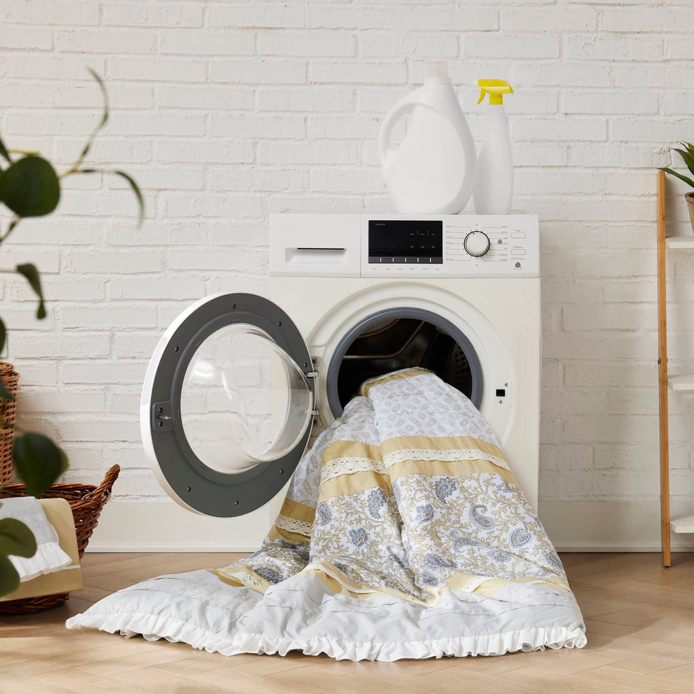 JLA Home Madison Park - 9 Cotton Percale Comforter Set – Madison Park Dawn 9-Piece Paisley Cottage Ensemble with Lace & Pintuck Trim Yellow MP10-7277