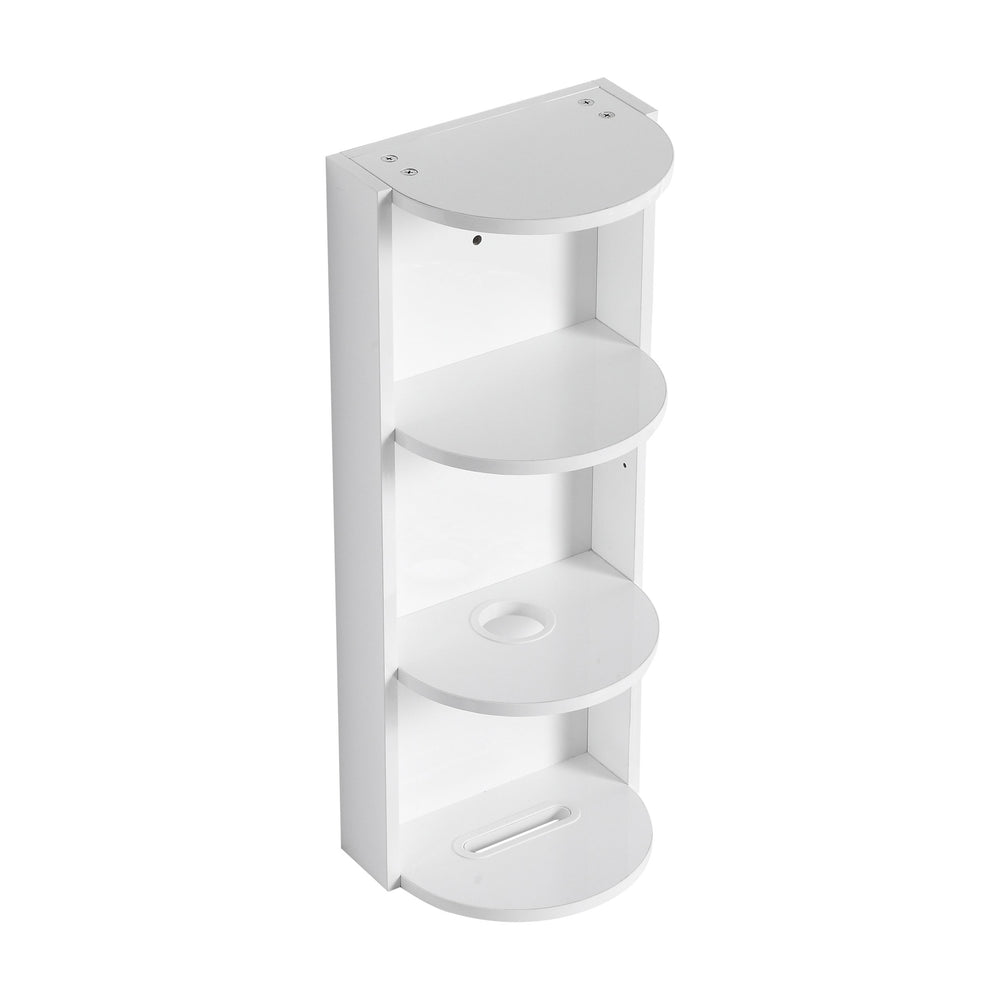 English Elm 12" Bathroom Wall-Mounted Storage Rack with Three-Tier Floating Shelves, Durable Scratch-Resistant Plywood Organizing Solution Glossy White W999P277165