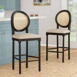 Christopher Knight Home® - Noble House - Govan French Country Wooden Barstools with Upholstered Seating - Set of 2