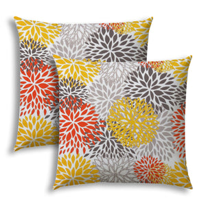 Homeroots Set Of Three 18" X 18" Gray And White Blown Seam Floral Throw Indoor Outdoor Pillow  Uv Protected Polyester 409566