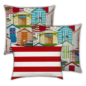 Homeroots 18" X 18" Orange And White Blown Seam Striped Throw Indoor Outdoor Pillow  Uv Protected Polyester 409585