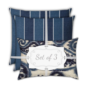 Homeroots 18" X 18" Navy Blue And White Blown Seam Striped Throw Indoor Outdoor Pillow  Uv Protected Polyester 409594