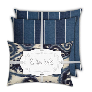 Homeroots 18" X 18" Navy Blue And White Blown Seam Striped Throw Indoor Outdoor Pillow  Uv Protected Polyester 409594