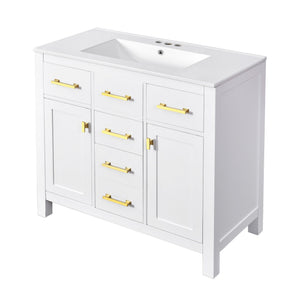 English Elm 72'' Modern Bathroom Vanity Set With Ceramic Sink, Solid Wood Frame, Ample Storage & Sleek Design N710SS00011K