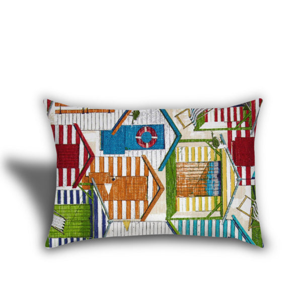 Homeroots 18" X 18" Orange And White Blown Seam Solid Color Throw Indoor Outdoor Pillow  Uv Protected Polyester 409600